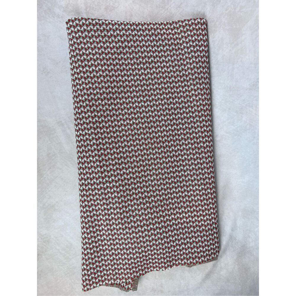 1970s Vintage Geometric Polyester Fabric Red Mint